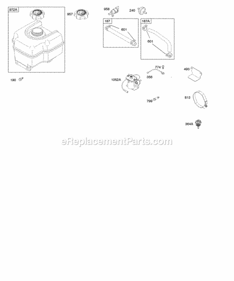 Fuel Supply Diagram and Parts List for  Briggs and Stratton Engine